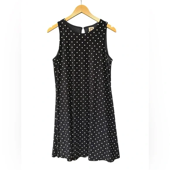 Anne Klein Navy and White Polka Dot Midi Dress - Picture 2 of 3